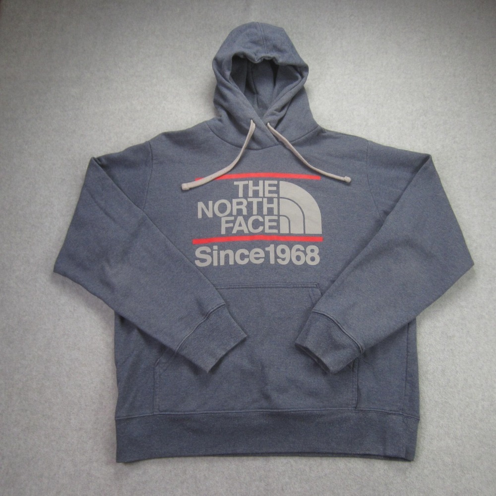 The North Face Men's M Blue Pullover Hoodie Sweatshirt‎ Graphic Logo Outdoor